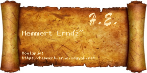 Hemmert Ernő névjegykártya